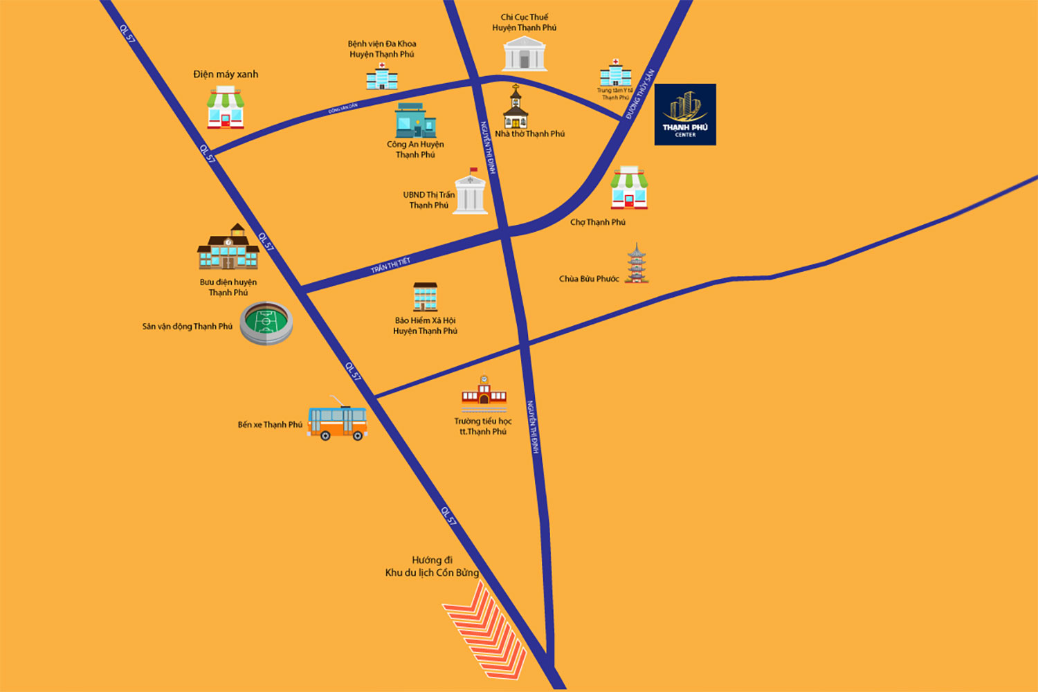 Vị trí dự án Thạnh Phú Center