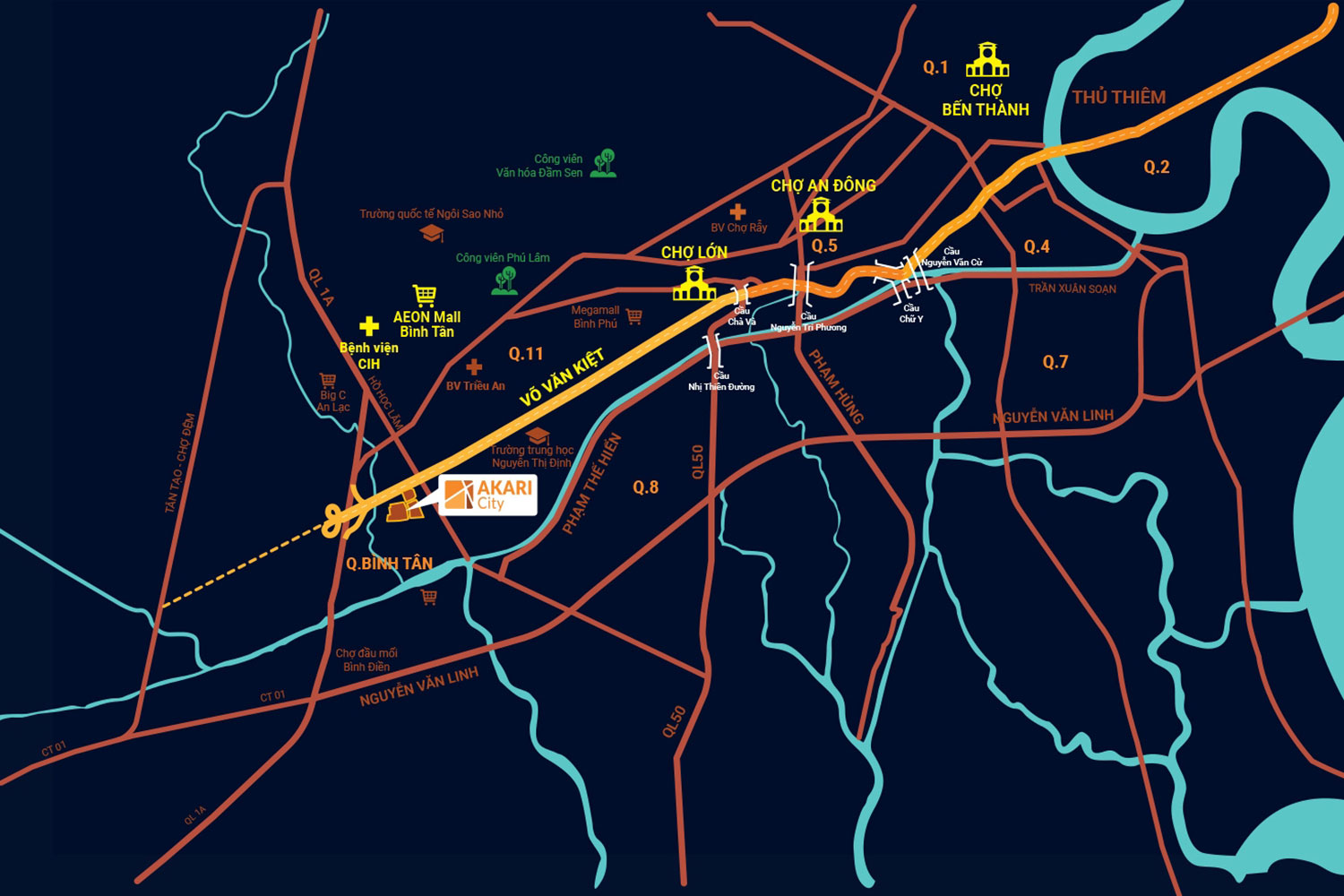 Vi trí dự án khu đô thị Akari City